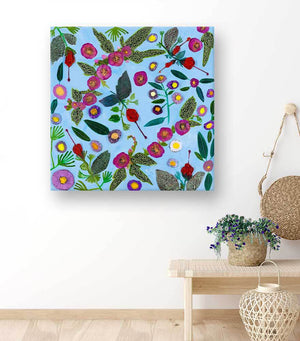 Wildflowers - Asters, Red Turk's Cap & Pink Mallow - Canvas Giclée Print