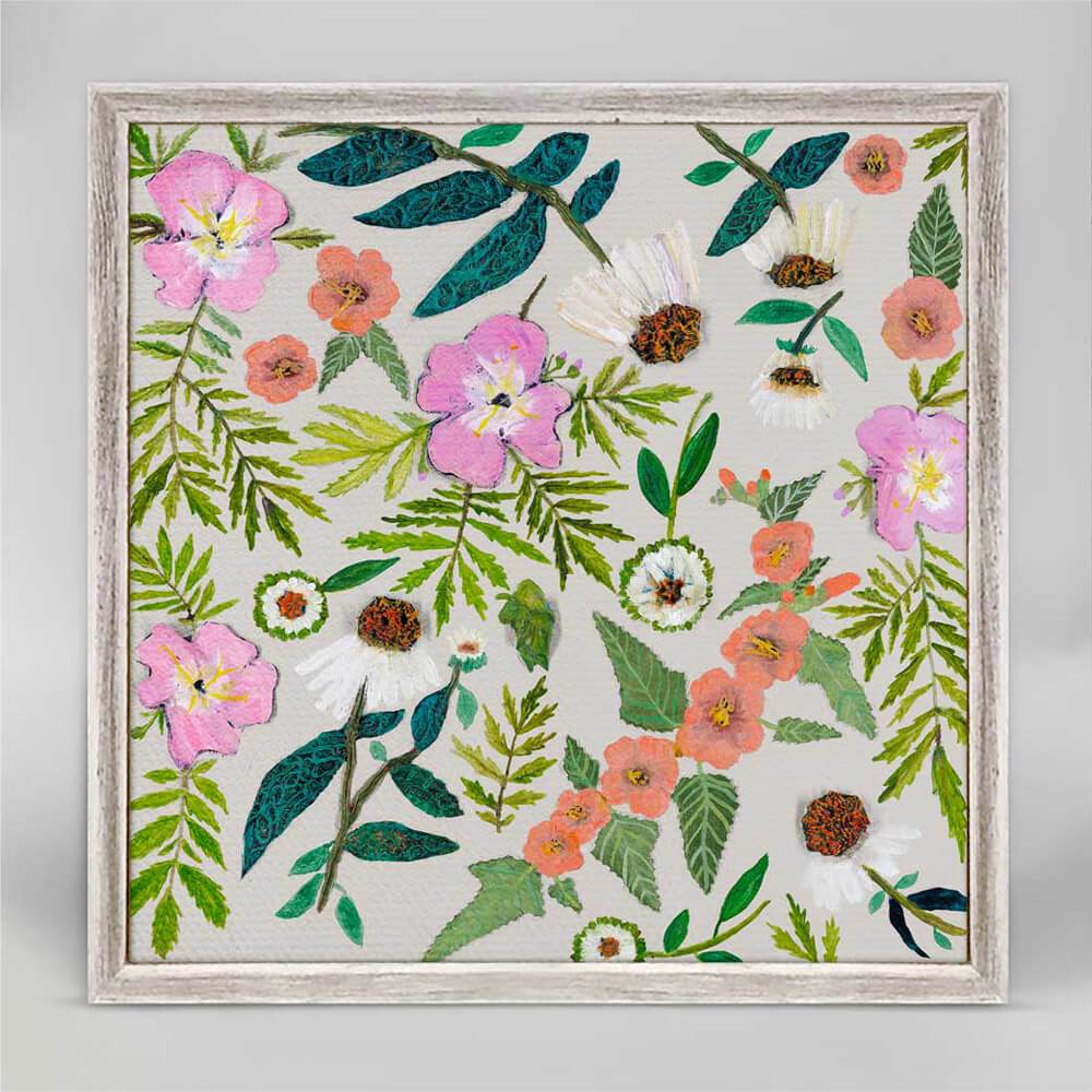 Wildflowers - Evening Primrose & Coneflowers -Stone Mini Print 6"x6"