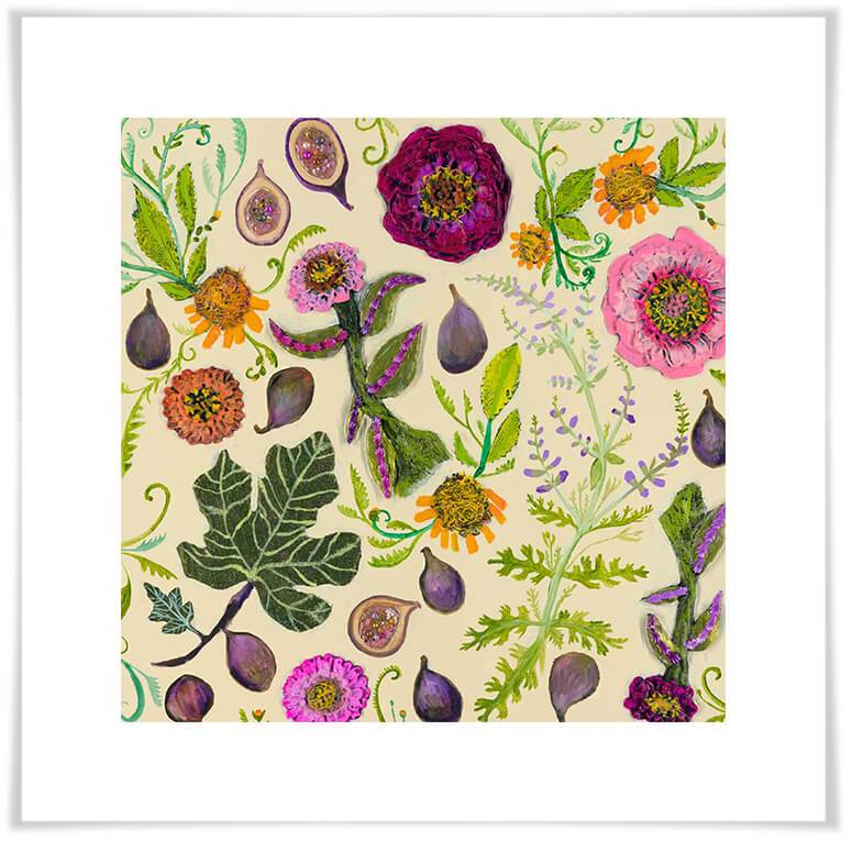 Wildflowers - Figs, Sage & Flame Vine - Paper Giclée Print