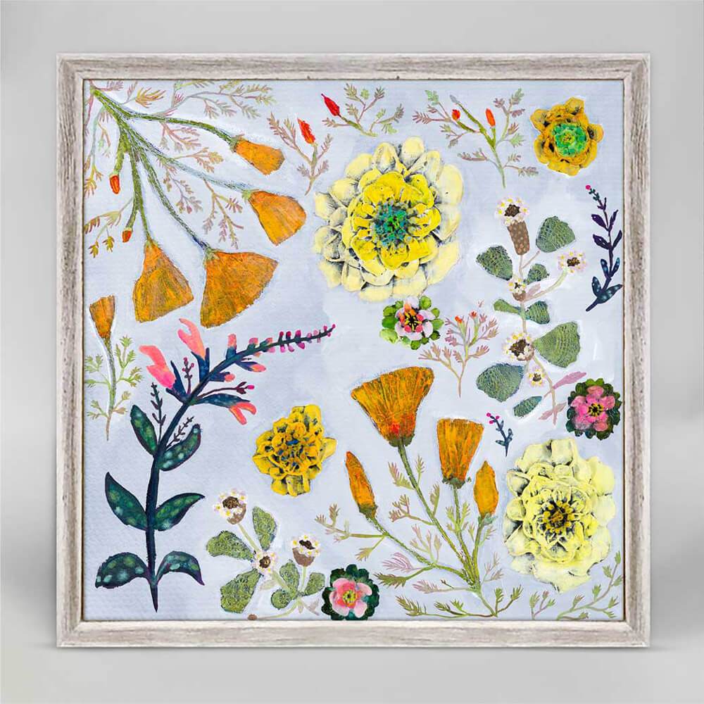 Wildflowers - Frog Fruit, Coral Sage & Poppies - Lavender Mini Print 6"x6"