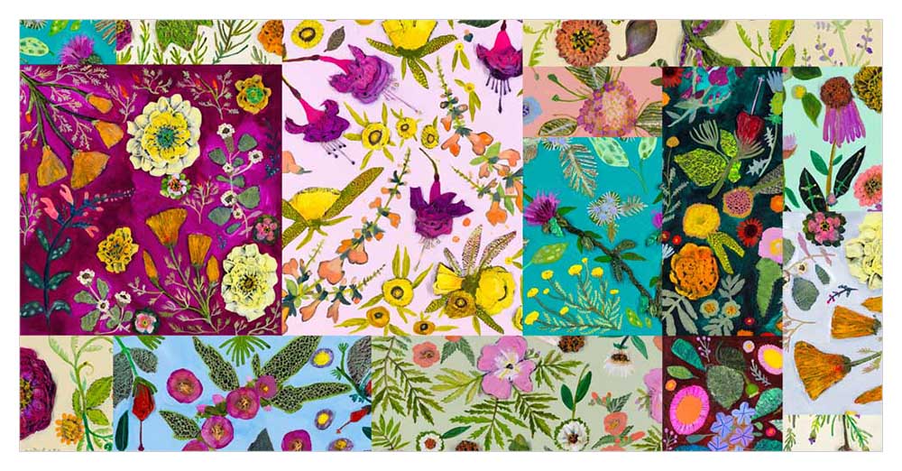 Wildflowers Patchwork - Canvas Giclée Print