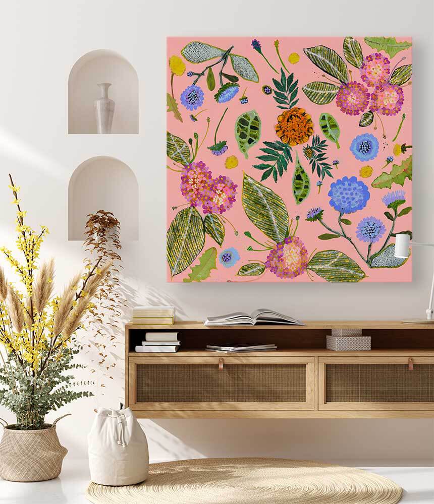 Wildflowers - Pincushions, Dandelions & Lantana - Canvas Giclée Print