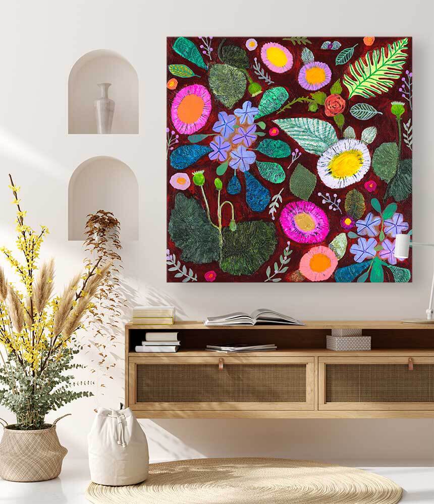 Wildflowers - Poppy Pods & Plumbago - Canvas Giclée Print