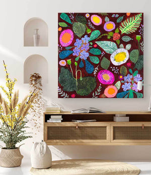 Wildflowers - Poppy Pods & Plumbago - Canvas Giclée Print