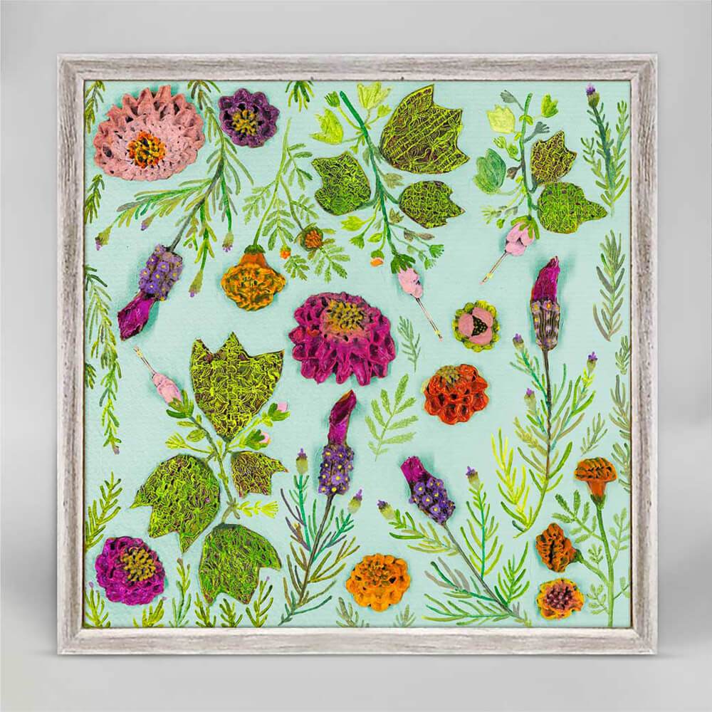 Wildflowers - Spanish Lavender & Pink Turk's Cap - Blue Mini Print 6"x6"