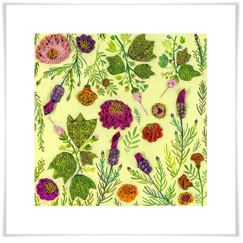 Wildflowers - Spanish Lavender & Pink Turk's Cap - Paper Giclée Print