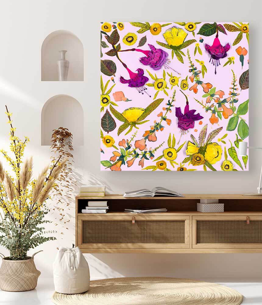 Wildflowers - Sundrops, Sage & Fuchsias - Canvas Giclée Print