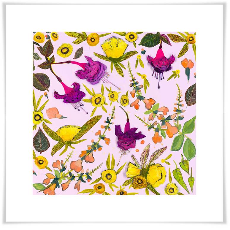 Wildflowers - Sundrops, Sage & Fuchsias - Paper Giclée Print